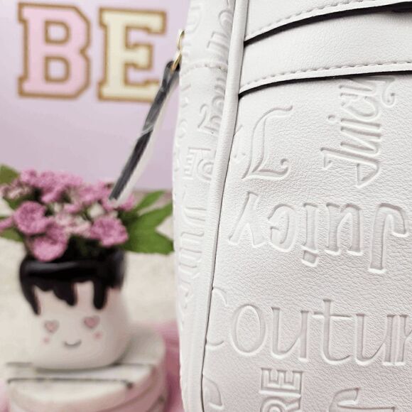 NWT {Juicy Couture} Logo Backpack {Deboss} Medallion White NWT